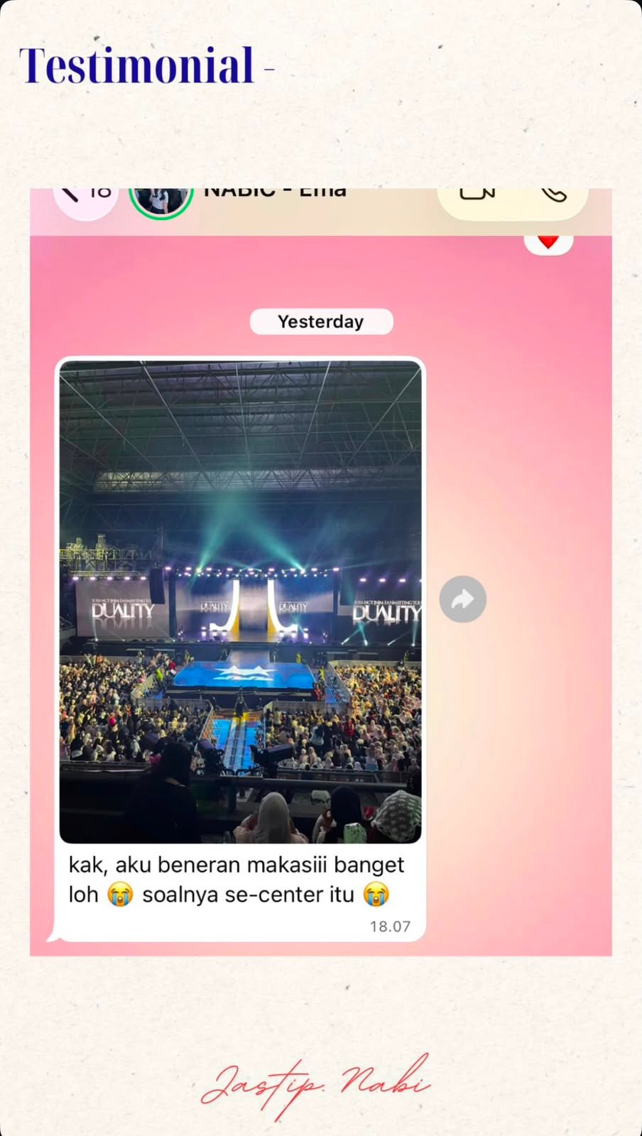 Bukti testimoni CUST - JNJM