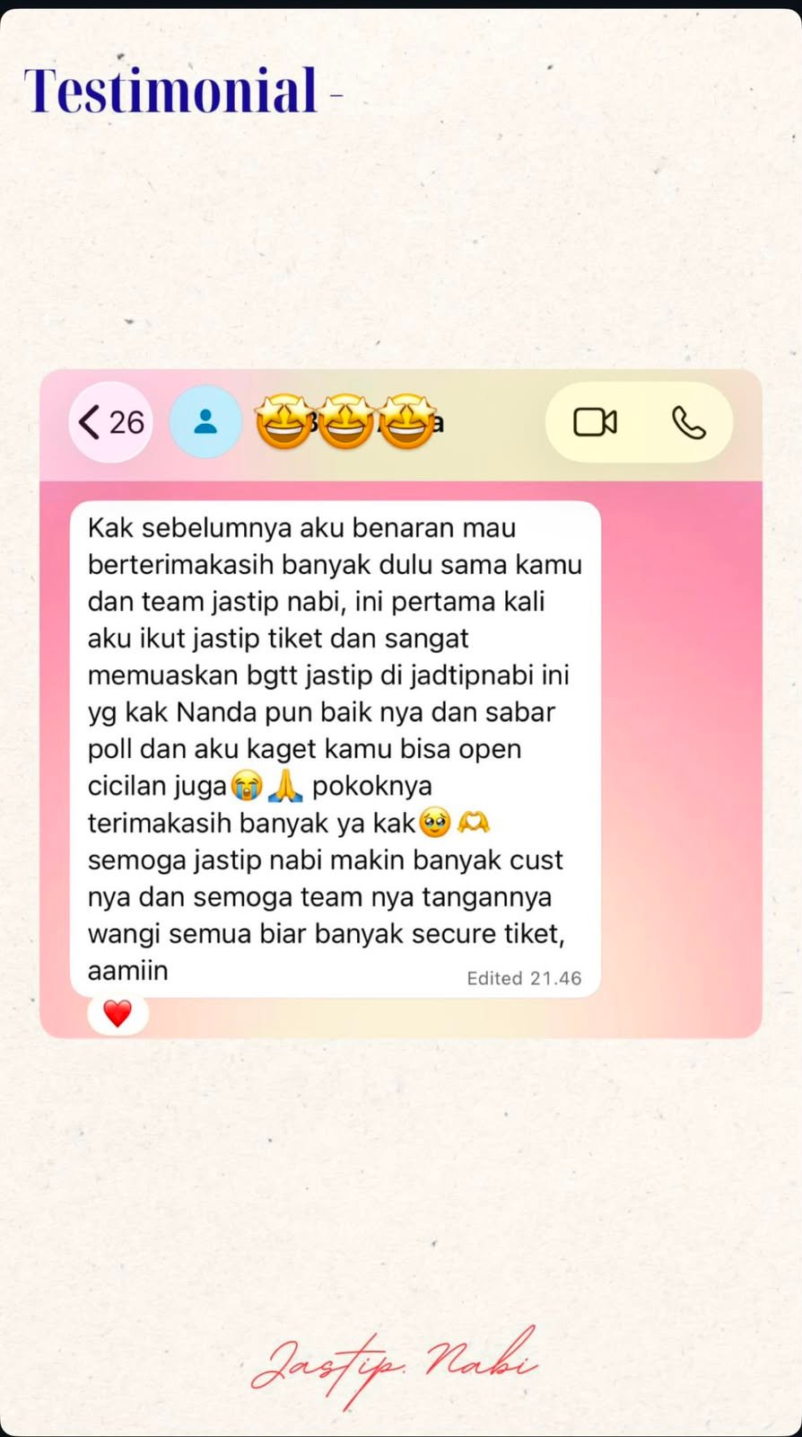 Bukti testimoni CUST - JNJM
